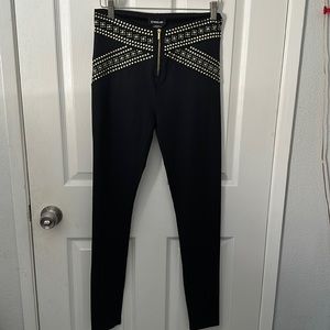 Bebe gold beads detail leggings size M color black